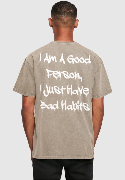 Immagine prodotto Merchcode Bad Habits - Maglietta oversize pesante lavata con acido - 112633 (M)