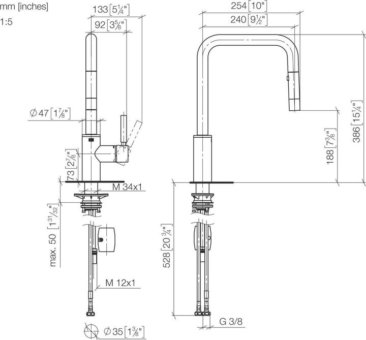 Produktbild Dornbracht META Square Küchenarmatur, Einhebelmischer, Pull-down, mit Brausefunktion, Ausladung 200