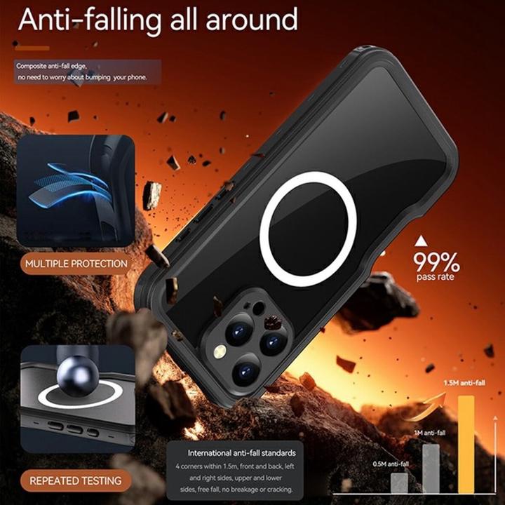 Produktbild Redpepper Apple iPhone 16 Pro - Dot Series Outdoor Case, IP68, MagSafe, wasserdicht, Schwarz (Apple iPhone 16 Pro)