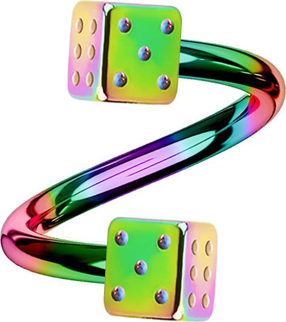 Star Piercing Micro Spirale farbig mit zwei Würfel (Chirurgenstahl 316L, ohne Messing)