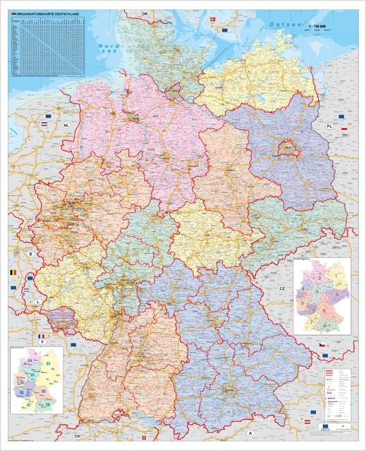 Produktbild Orga-Karte Deutschland 1 : 750 000. Wandkarte Grossformat ohne Metallstäbe