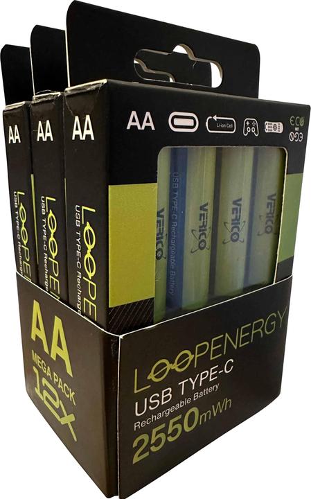 Produktbild Verico Li-Ion-Akku Loop Energy AA, mit USB-C Buchse, 12er Pack (12 Stk., AA, 1700 mAh)