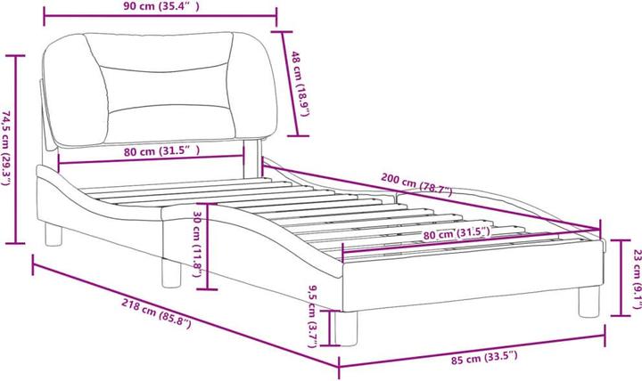 Produktbild VidaXL Bettgestell mit Kopfteil Stoff (90 x 190 cm)
