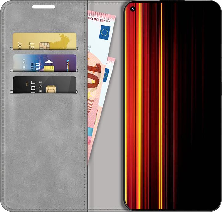 Actual product image Cazy Book Case Compatible with Realme GT Neo 3T - Cover Foldable Magnetic Synthetic Leather - Grey (Realme GT Neo 3T)