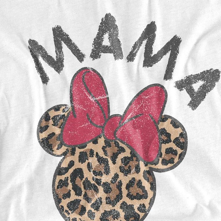 Actual product image Disney Unisex Adult Mama Minnie Mouse Leopard Print Mothers Day T-Shirt (S)