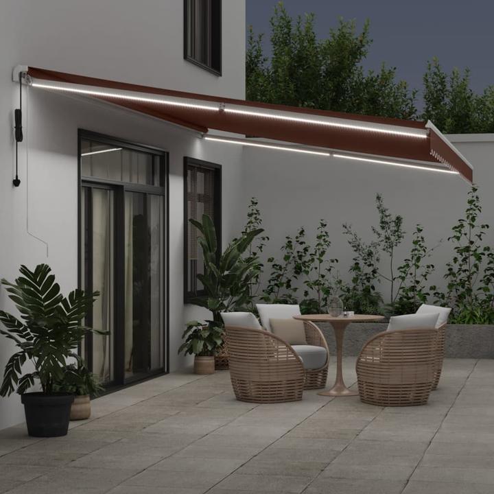 Produktbild VidaXL Markise Gelenkarmmarkise Sonnenmarkise Automatisch LED Braun 600x350cm (6 m)
