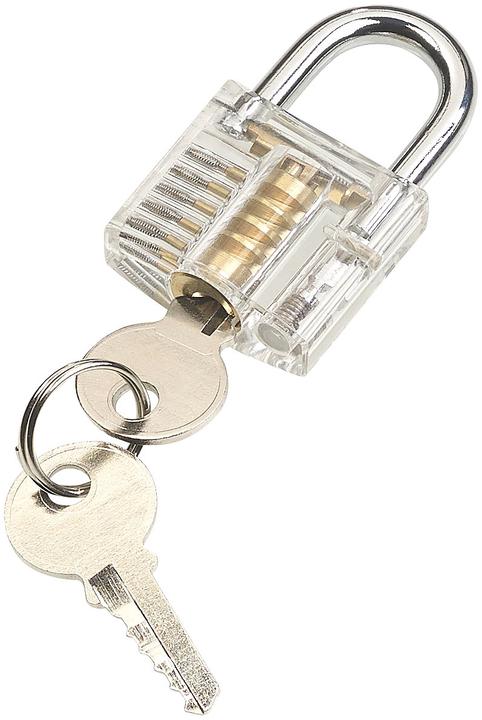 Produktbild AGT Durchsichtiges Lockpicking-Übungsschloss mit 2 Schlüsseln