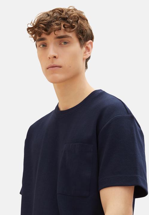 Image du produit Tom Tailor T-Shirt Kurzarmshirt structured mit Brusttasche (S)