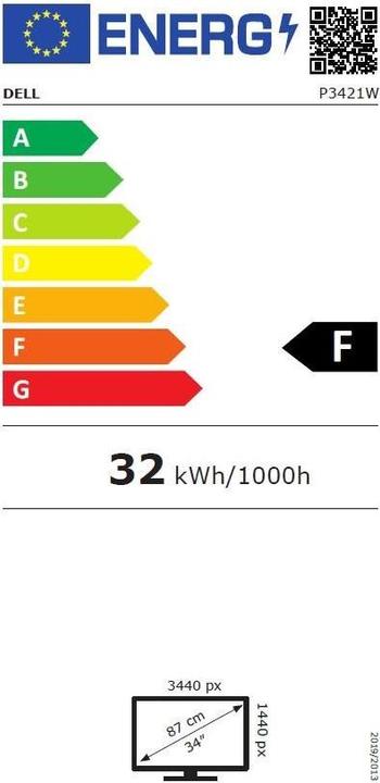 Energy Label Dell P3421W (3440 x 1440 pixels, 34.14")