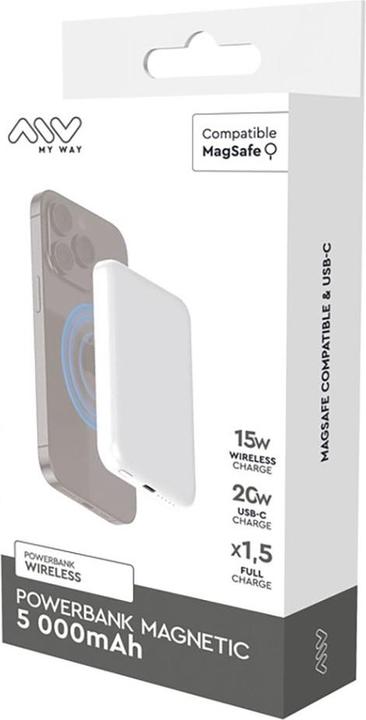 Produktbild My Way Powerbank Magsafe 5000mah Blanc (5000 mAh, 64800000 W)