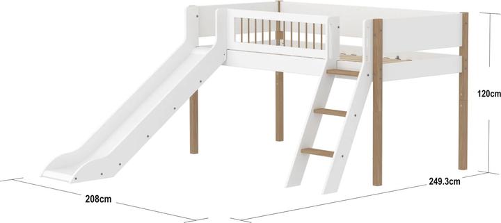 Produktbild Flexa Halbhohes Bett Nor mit Streben und Rutsche (90 x 200 cm)