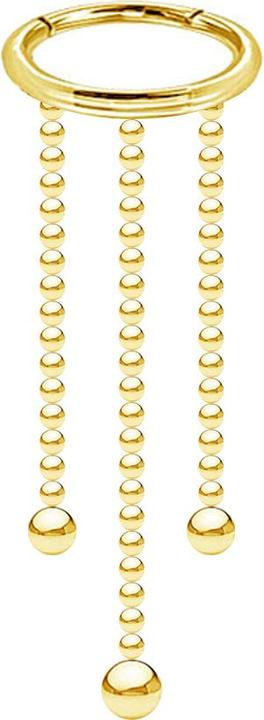 Actual product image Star Piercing Micro segment ring hinged gold-plated pendant horizontal three ball chains with ball (Surgical steel 316L, without brass)