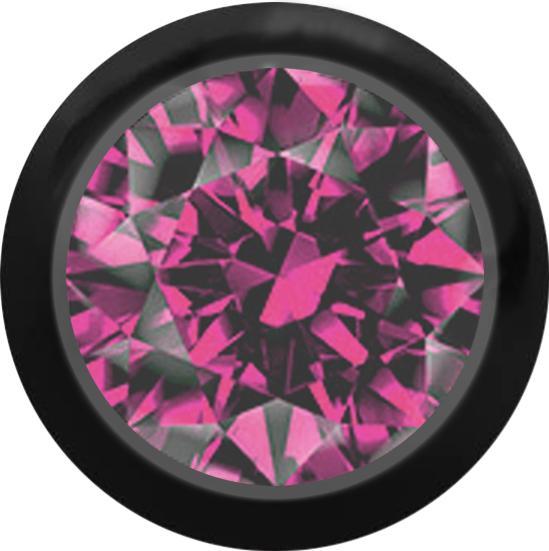 Star Piercing Micro Kugel schwarz mit Kristall pink (ohne Messing, Titan G23)