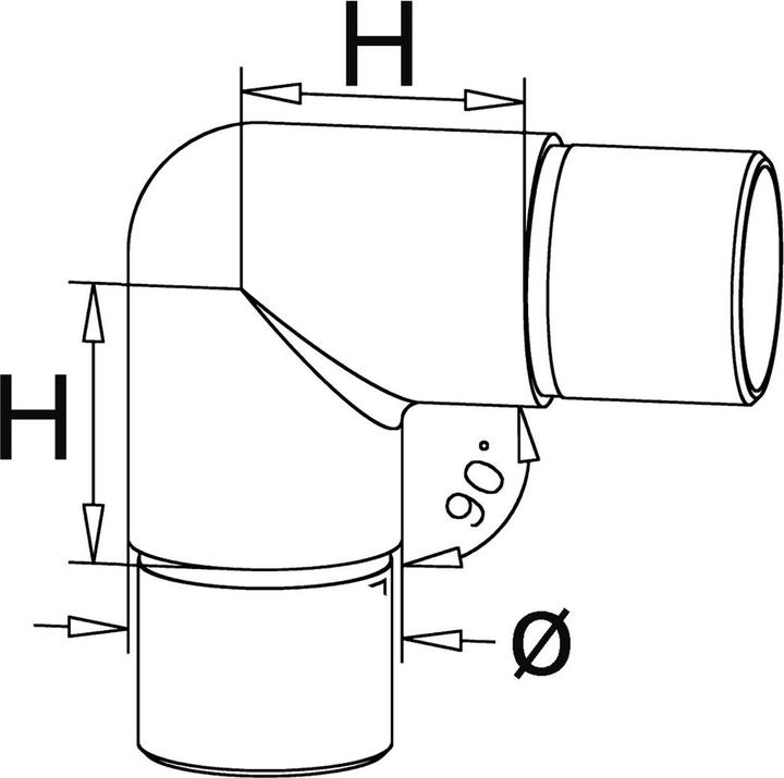 Immagine prodotto G-Fittings Connettore a tubo 90° per ringhiera a barre (Zinco pressofuso)