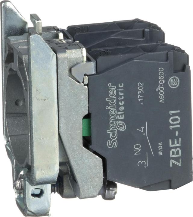 Schneider Auxiliary switch block with mounting flange, Harmony XB4, metal, 22mm, 30mm, 2S, screw terminal