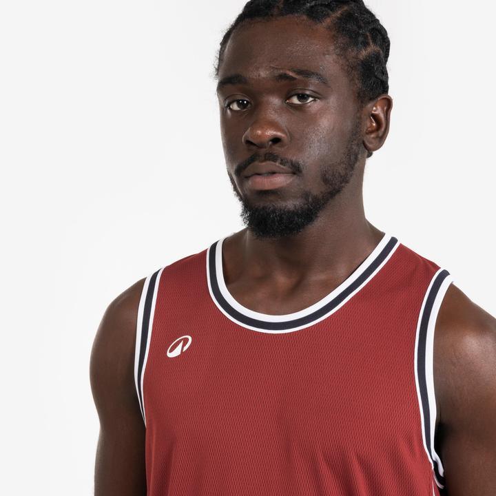 Actual product image Tarmak Damen/Herren Basketball Trikot ärmellos wendbar - Tank 500 schwarz/rot (XL)