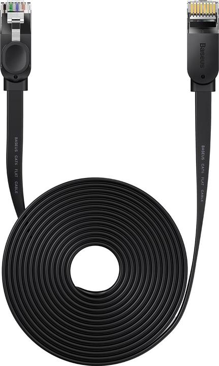 Actual product image Baseus High Speed Six types of RJ45 Gigabit network cable (flat cable)15m Black (UTP, CAT6, 15 m)
