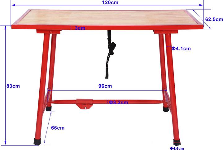 Produktbild Wiltec Werkbank 120x62,5x83cm klappbar Werktisch 300kg Arbeitstisch Werkstatt (62.50 cm, 120 cm)