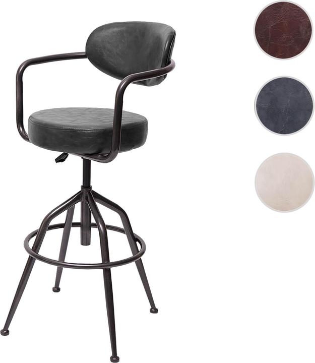 Image du produit Swisshandel24 Tabouret de bar HWC-H10f, chaise de bar, tabouret de comptoir, tabouret pivotant, hauteur réglable