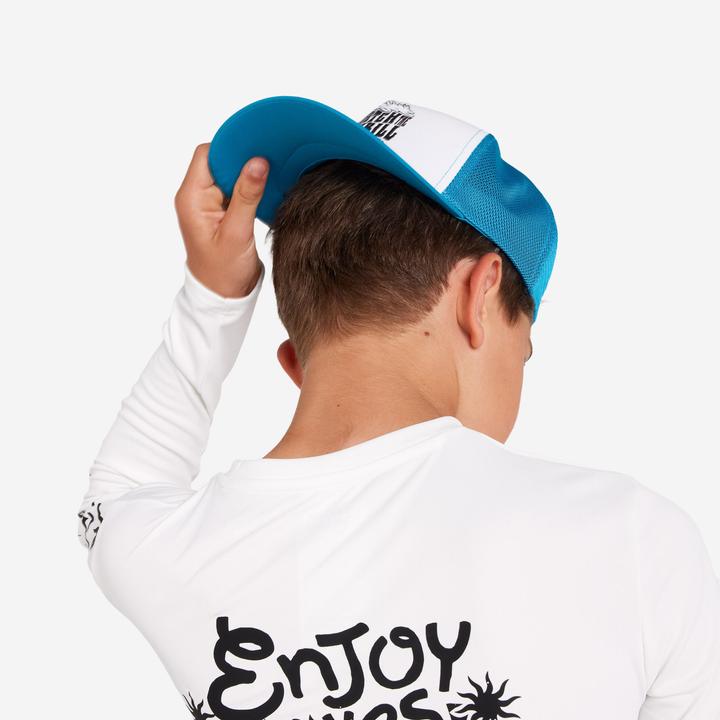 Actual product image Olaian Cap Kinder UV-Schutz Surfen Trucker Catch Thrill blau/weiss (53, 54, 55, 56)