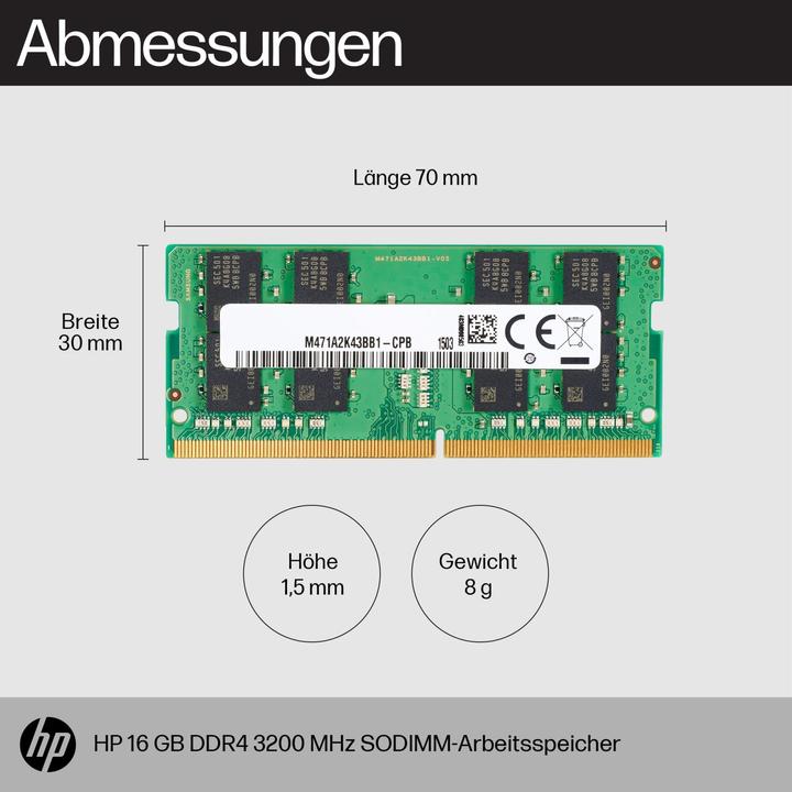 Actual product image HP 16GB DDR4 3200 SODIMM Memory (1 x 16GB, 3200 MHz, DDR4-RAM, SO-DIMM)