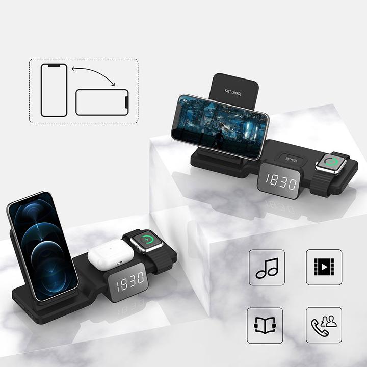 Produktbild Deltalabs Qi Fast Charging Ladegerät Dockingstation Apple Watch / Smartphone / AirPods (15 W)