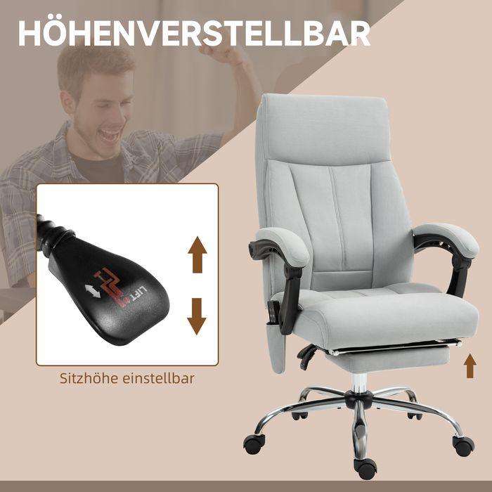 Produktbild Swisshandel24 Bürostuhl mit Massagefunktion, Ergonomisch mit Liegefunktion, Lendenheizung, mit Fussstütze, Grau