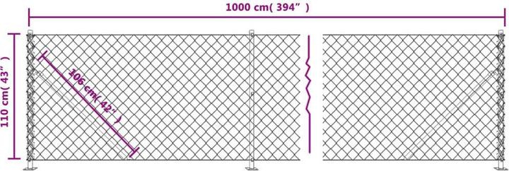 Immagine prodotto VidaXL Maschendrahtzaun mit Bodenflansch Grün 1,1x10 m, Farbe