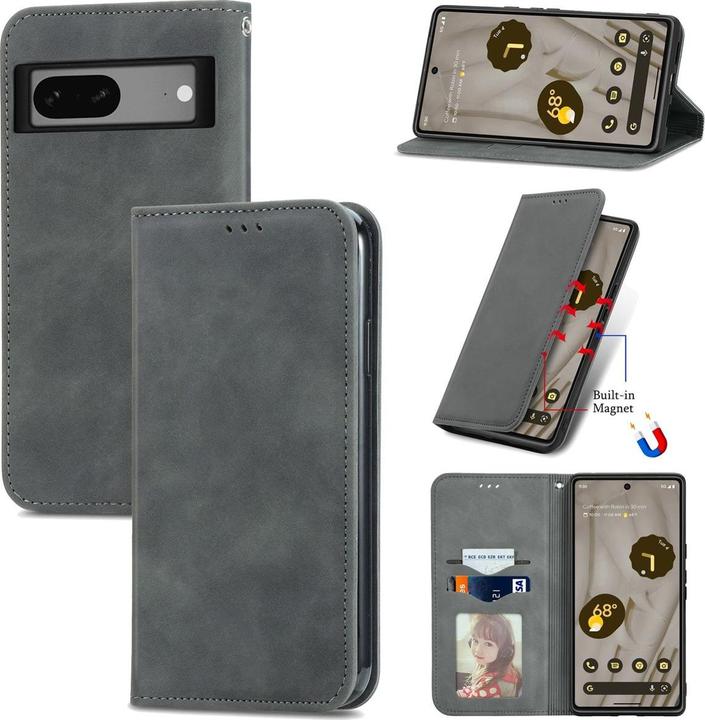 Produktbild König Design Hülle Handy Schutz für Google Pixel 7A Case Cover Klapp Tasche Wallet Etuis Neu (Google Pixel 7a)