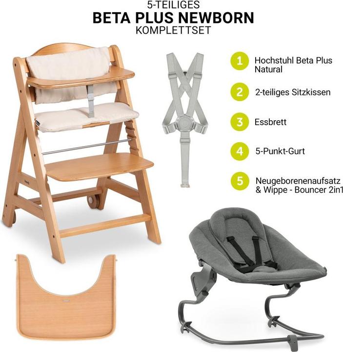 Produktbild Hauck Hochstühle Beta Plus Natural 5-tlg. Newborn Set - Hochstuhl + (Hochstuhl)