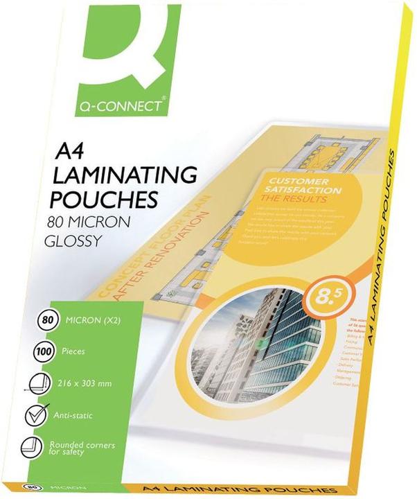 Immagine prodotto Q-Connect Pellicole di laminazione lucide (A4, 100 Pezzo/i, 80 µm)