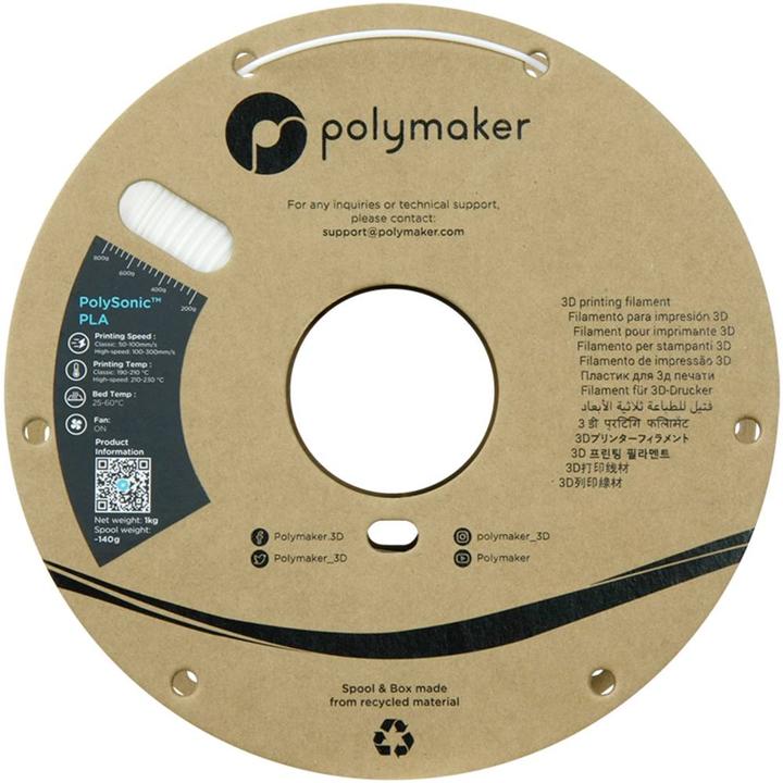 Actual product image Polymaker PolySonic High Speed PLA (PLA, 1.75 mm, 1000 g, White)