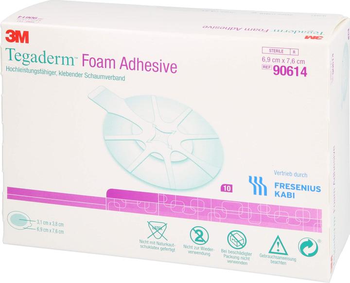 Produktbild 3M Tegaderm Foam Adhesive 6,9x7,6 cm oval 90614, 10 St VER