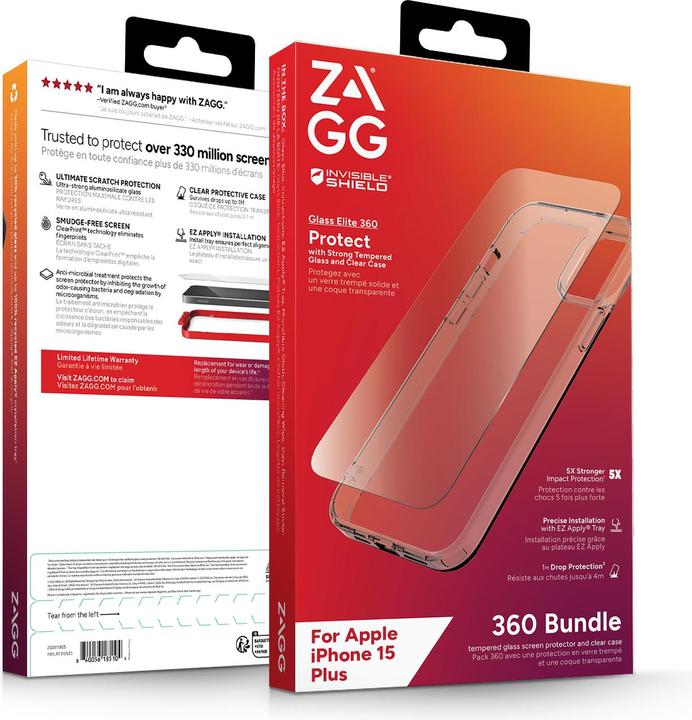 Immagine prodotto Zagg Invisibleshield Bndl Vetro (1 Pezzo/i, Apple iPhone 15 Plus)