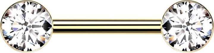 Produktbild Star Piercing Barbell Threadless vergoldet mit zwei Halbkugeln vergoldet Kristall silber (Titan G23, ohne Messing)