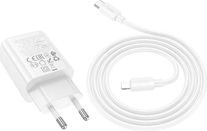 Produktbild Hoco Adapter wall charger USB A + Type C + cable Type C to Lightning PD QC3.0 3A 30W N63 white (18 W)