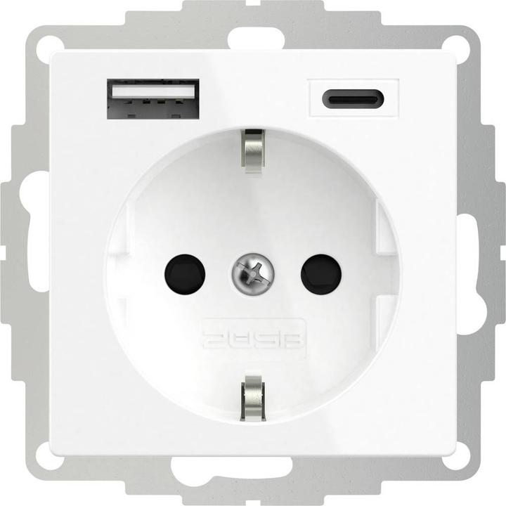 Actual product image 2USB 2U-449528 Socket outlet with earthing contact and USB charging output, increased contact
