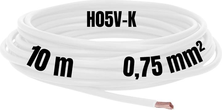 Produktbild Kalitec 10 Meter H05V-K 0,75 mm² weiss Verdrahtungsleitung I Aderleitung flexibel I PVC Einzelader I (10 m)