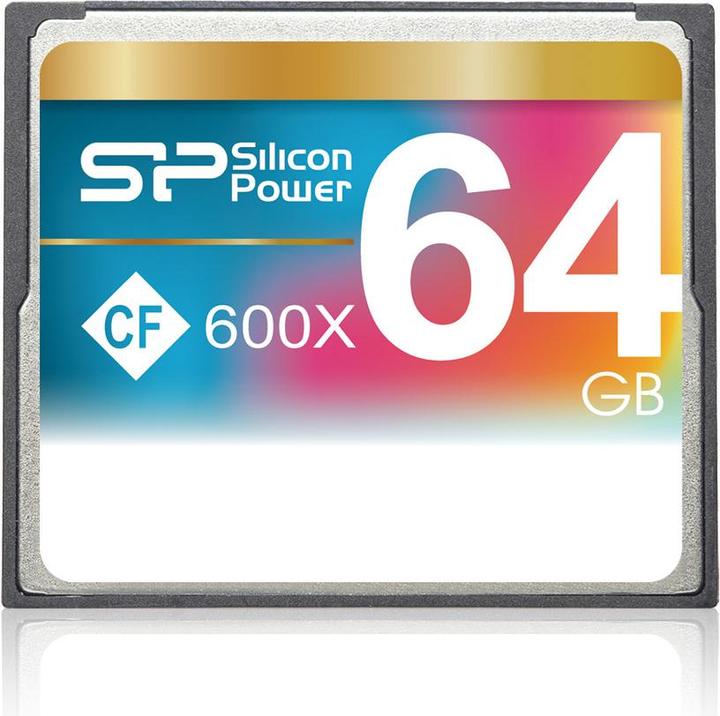 Silicon Power 64GB 600x CF Read up to 90MB/s ATA interface PIO mode 6 MWDMA 4 UDMA 6 ECC function Re (64 GB, CF, U3, UHS-III)