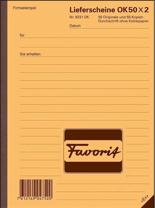 Favorit Durchschreibebuch Lieferscheine mit Selbstdurchschreibepapier (100 x)