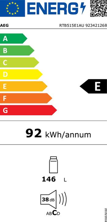 Label énergétique AEG RTB515E1AU (146 l)