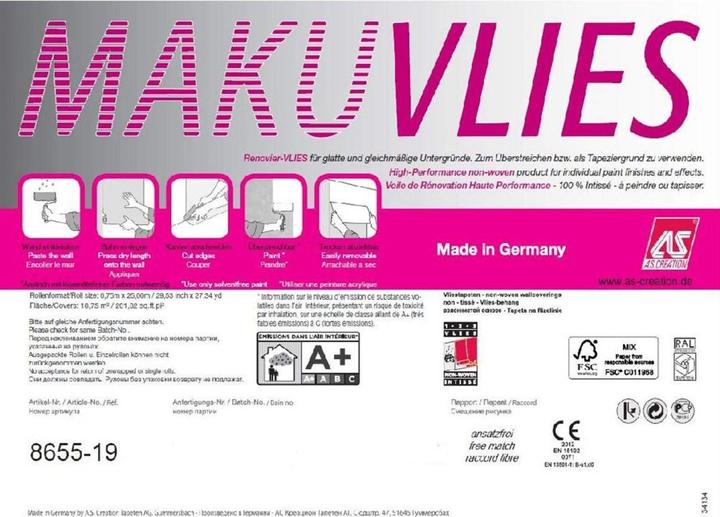 Actual product image A.S. Création Makulaturvlies 130 g/m² renovation fleece fleece fiber painter fleece, paintable (75 x 2500 cm)