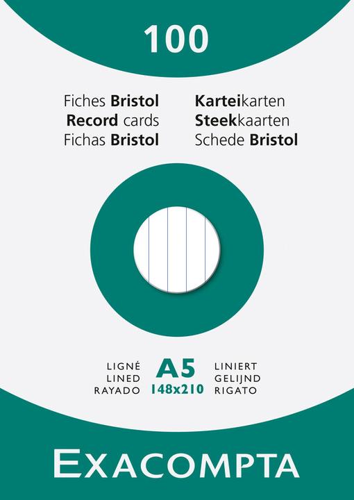 Immagine prodotto Exacompta Schede di indice (A5, 205 g/m², 100 x)