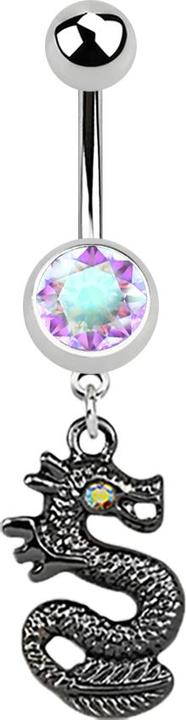 Immagine prodotto Star Piercing Banana in argento con ciondolo a forma di drago nero multicolore (Acciaio chirurgico 316L, senza ottone)