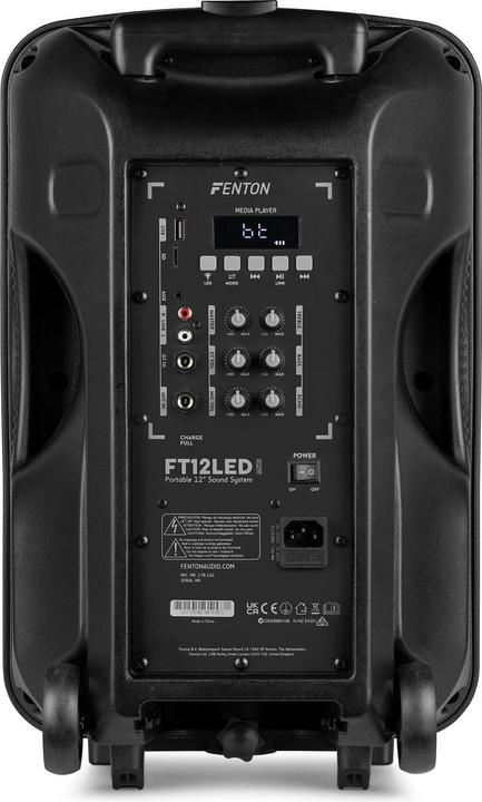 Immagine prodotto Fenton Speaker Bluetooth - FT12LED MK2 karaoke box met LEDâ€™s, accu en microfoon - Voor (Attivo)