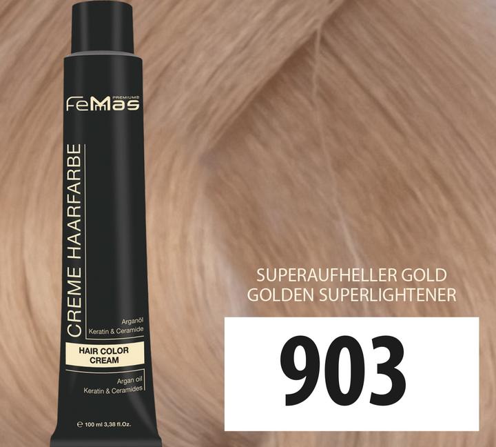Image du produit FemMas 903) Couleur de cheveux super éclaircissant or 100ml (Or)