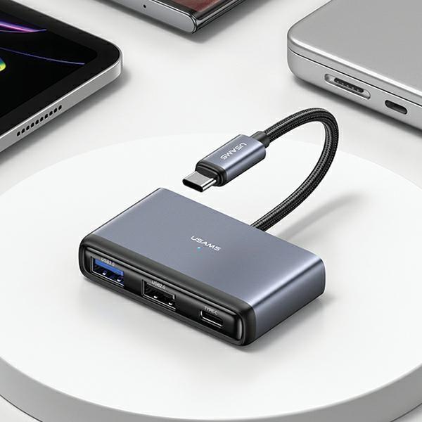 Productafbeelding Usams US-SJ627 4in1 Multifunctionele Type-C HUB Type-C*1+USB3.0*1+USB 2.0*2 (USB-C, 4 Havens)