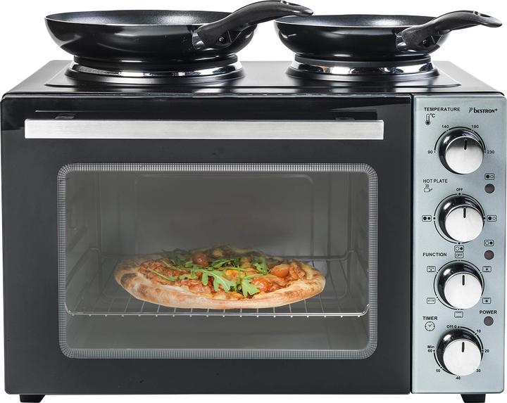 Bestron Kleinküche (Grill - Backofen mit Doppelkochplatte) Inkl. Drehspiess und umluftfunktion