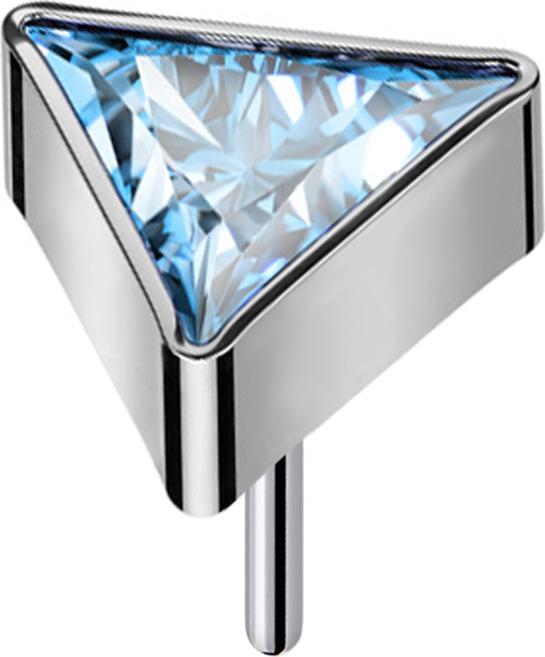 Star Piercing Threadless dreieck silber Kristall aqua (ohne Messing, Titan G23)