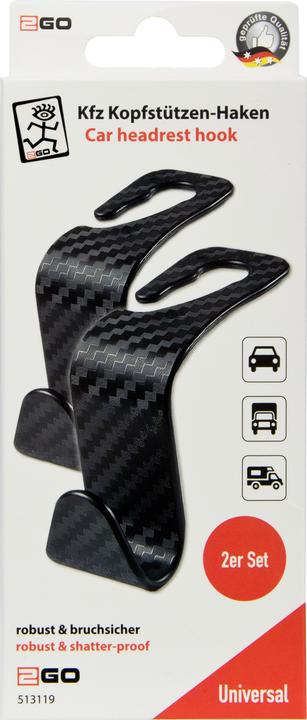 Immagine prodotto 2GO Set di 2 ganci per poggiatesta auto